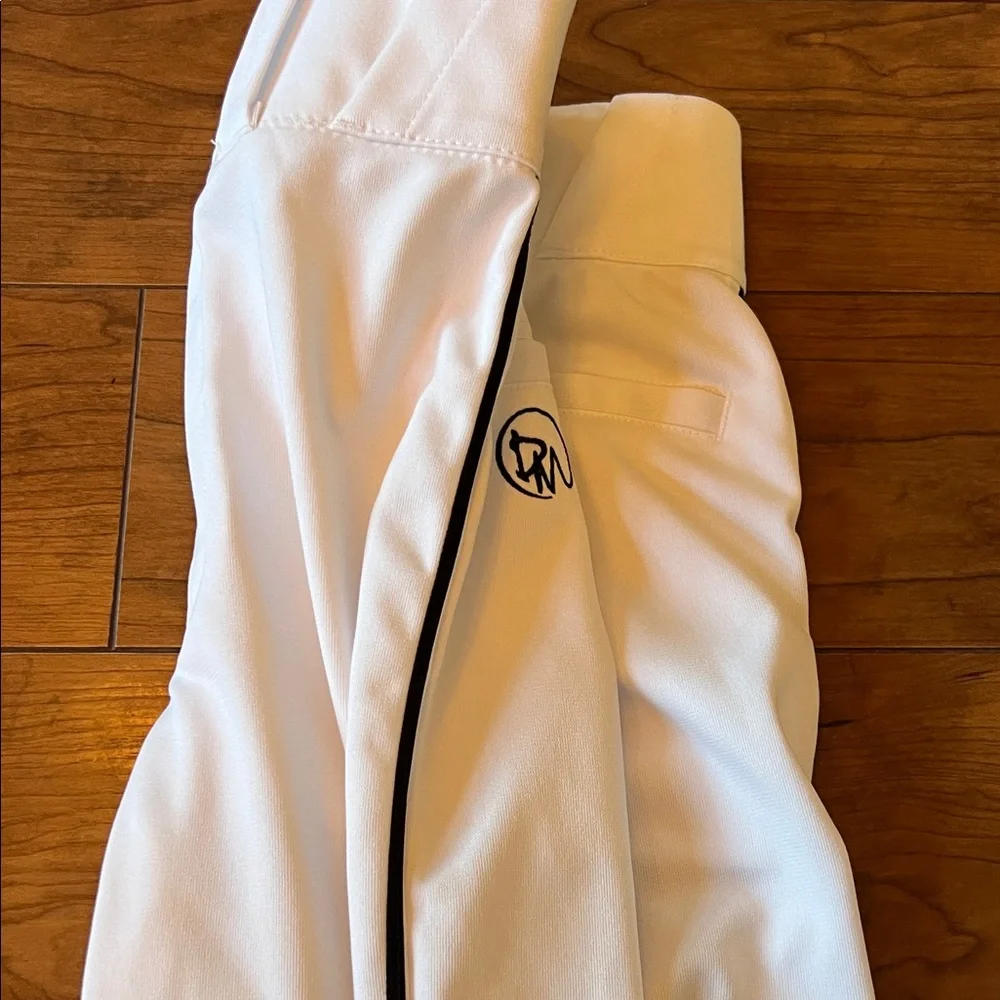 Youth White Baseball Pants with Black Piping - Picture 4 of 5